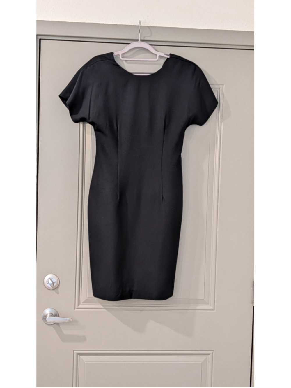Vintage Late Edition Black Sheath Dress with Floral Back Detail | Women's size 6